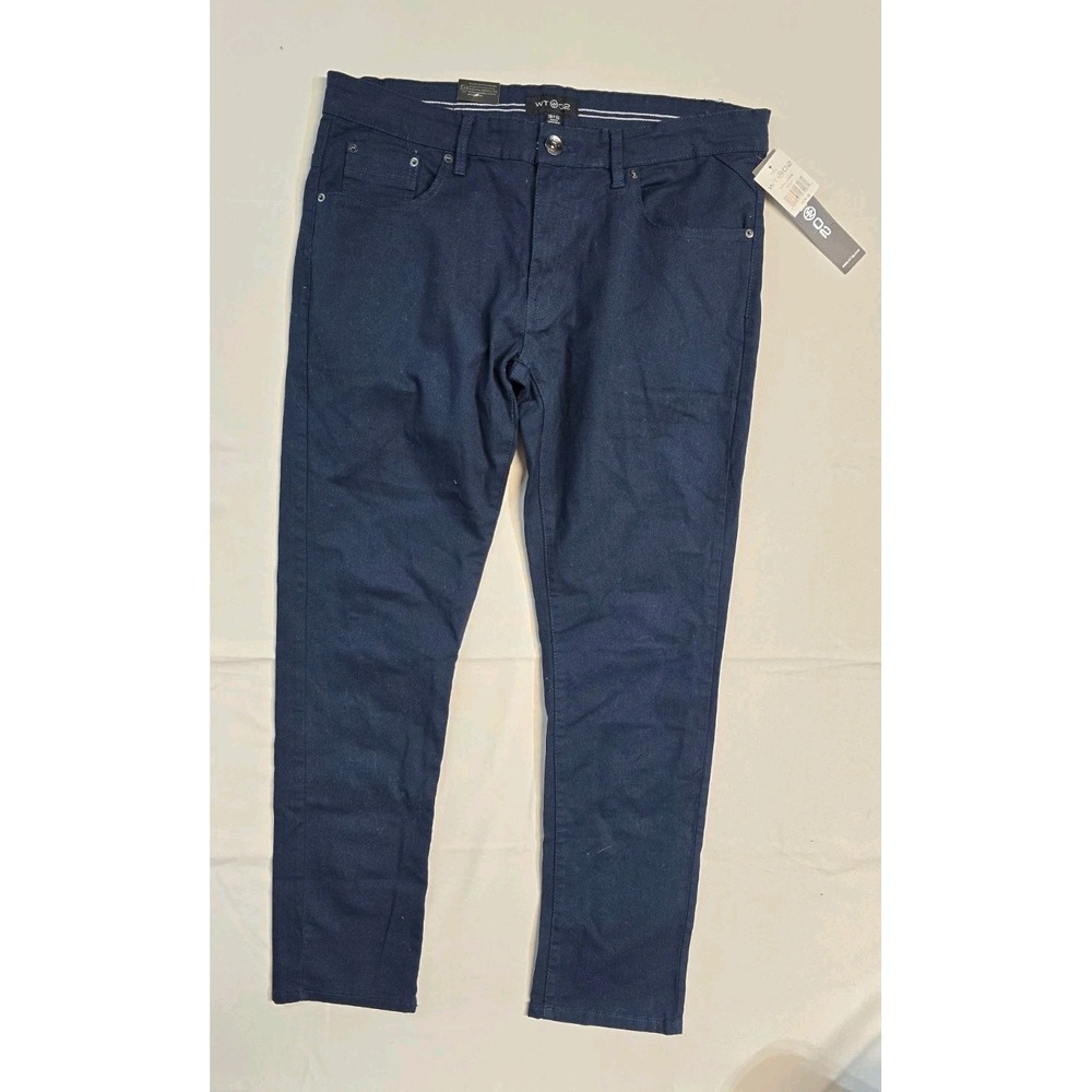 WT02 Mens skinny pants Canvas 38x32 Navy Blue New